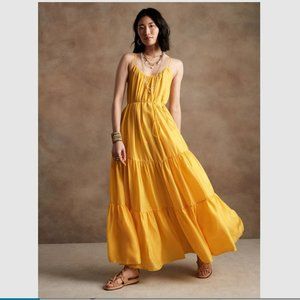 Banana Republic Women Canna Cotton Dress Yellow Umbrella